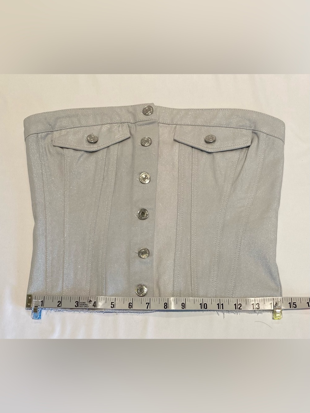 Zara Grey and Metallic Silver Denim Corset, size M, NWT - Picture 6 of 7